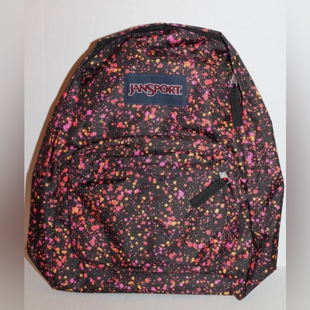 Brand new Jansport pink and orange splatter dot multi girls backpack